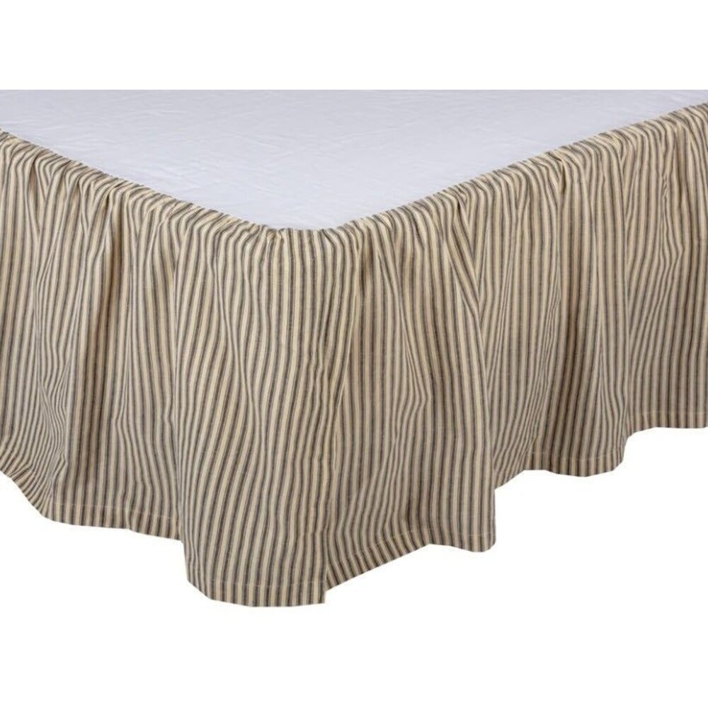 VHC Brands April & Olive Sawyer Mill Charcoal Ticking Stripe Bed Skirt Twin Size